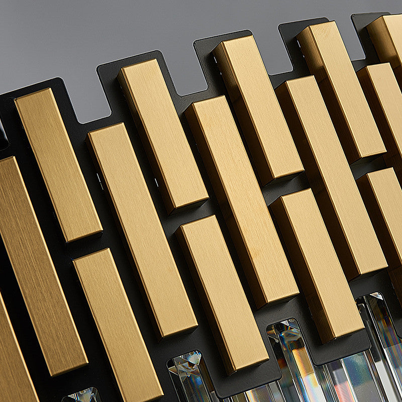 Gouden hangende kroonluchter licht eigentijds metaal multi -licht hanglamp met ronde schaduw en gefacetteerde kristal