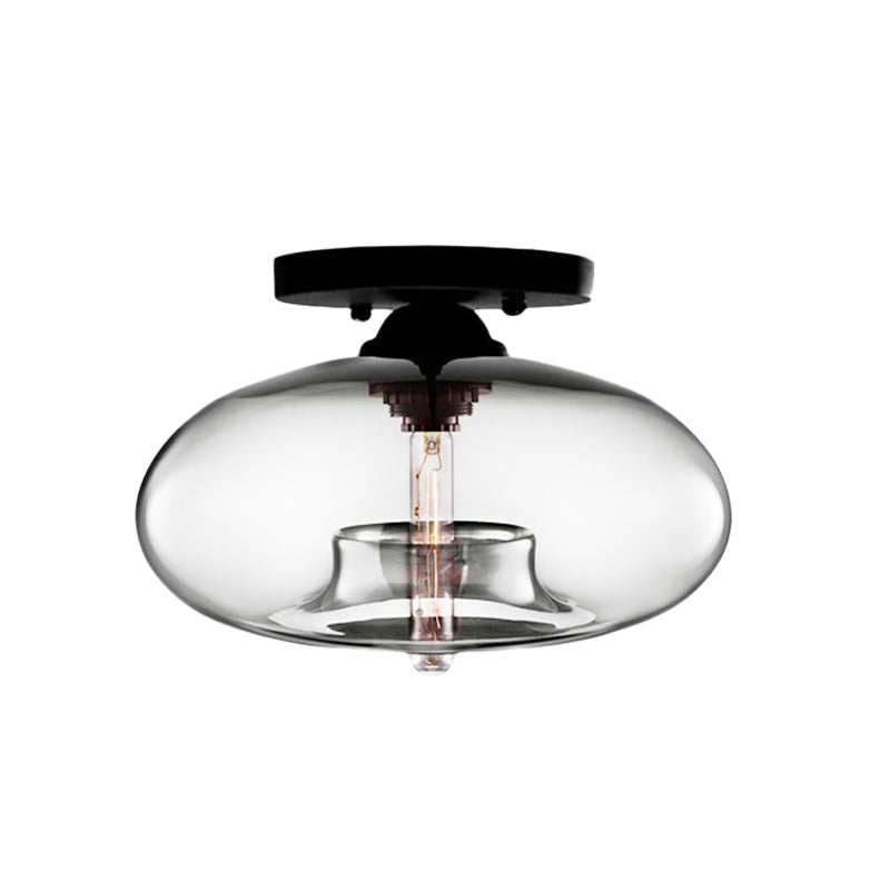 Lampe encastrée ovale en verre, Style Simple, 1 lumière claire/ambre/fumée, plafonnier pour couloir