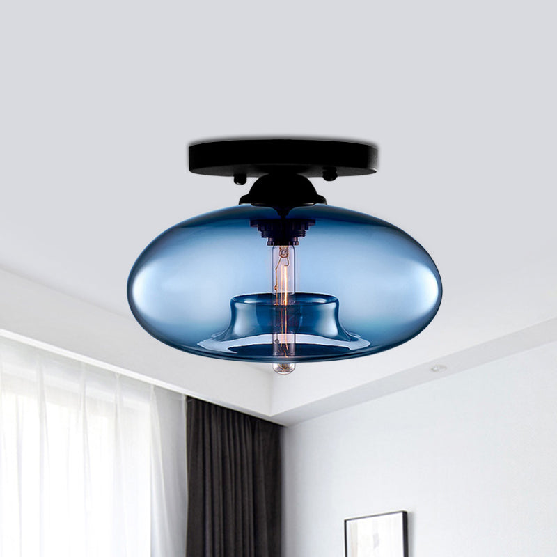 Lampe encastrée ovale en verre, Style Simple, 1 lumière claire/ambre/fumée, plafonnier pour couloir