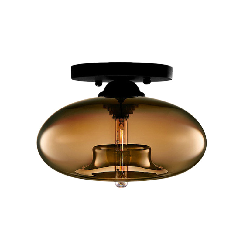 Lampe encastrée ovale en verre, Style Simple, 1 lumière claire/ambre/fumée, plafonnier pour couloir