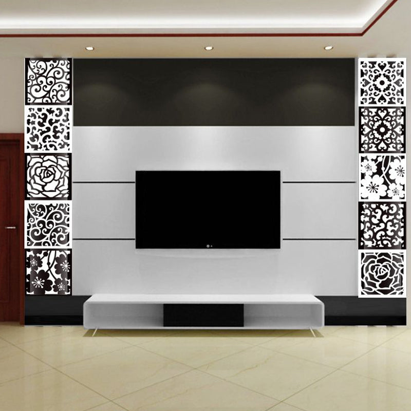 Black-White Scroll Flower Wallpapers Peel and Stick Wall Covering for Kitchen (10 Pieces)