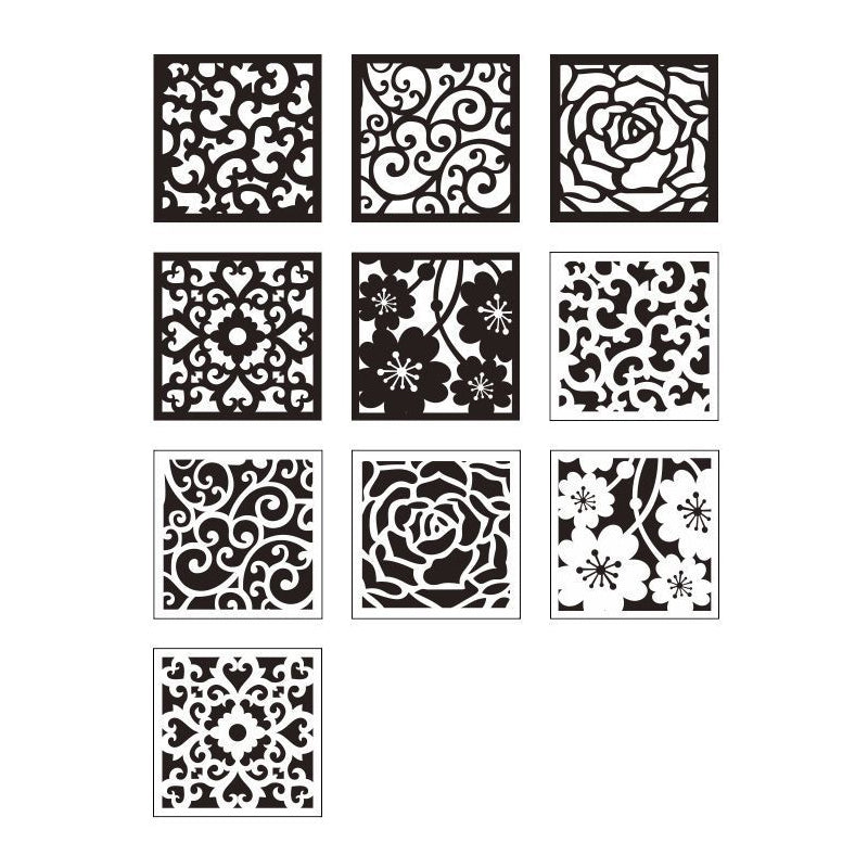 Black-White Scroll Flower Wallpapers Peel and Stick Wall Covering for Kitchen (10 Pieces)