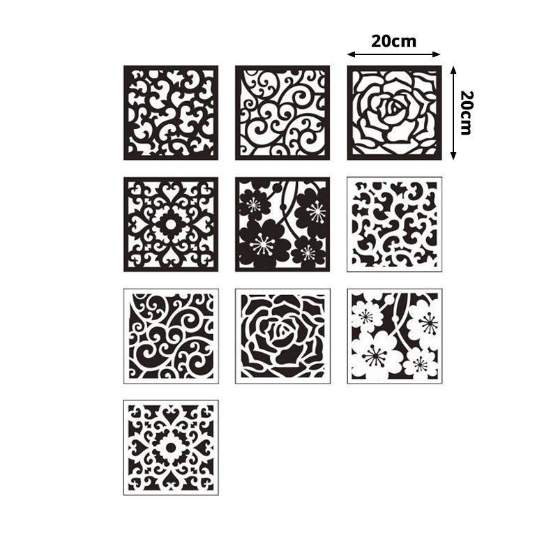 Black-White Scroll Flower Wallpapers Peel and Stick Wall Covering for Kitchen (10 Pieces)