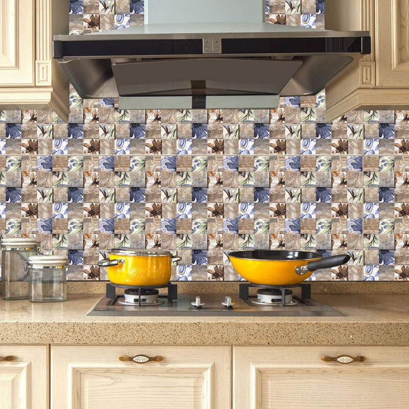 Removable Shattered Flower Wallpapers Countryside PVC Wall Decor, 5.8-sq ft, Blue-Brown