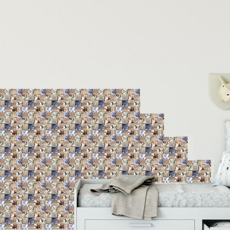 Removable Shattered Flower Wallpapers Countryside PVC Wall Decor, 5.8-sq ft, Blue-Brown