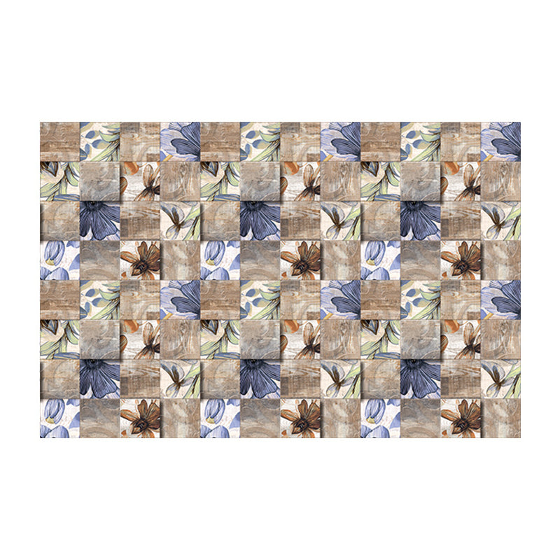 Removable Shattered Flower Wallpapers Countryside PVC Wall Decor, 5.8-sq ft, Blue-Brown