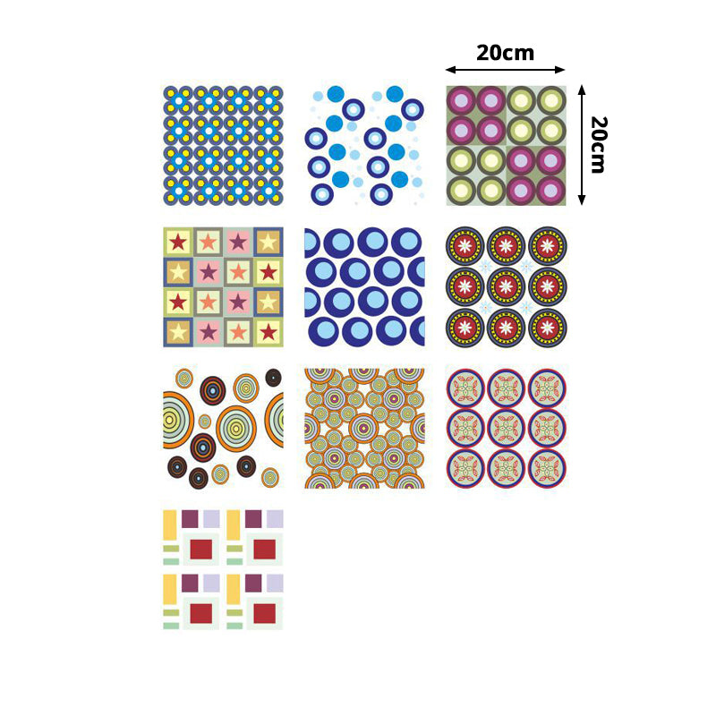 Contemporary Circles Print Wallpapers Red-Yellow-Blue-Green Geometry Wall Art, Peel and Paste