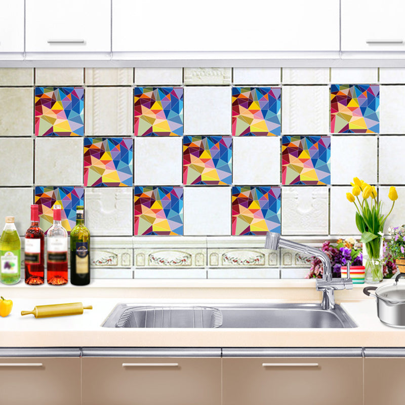 Modern Art Origami Wallpaper Panels for Nursery 4.3-sq ft Wall Covering in Red-Yellow-Blue, Stick On