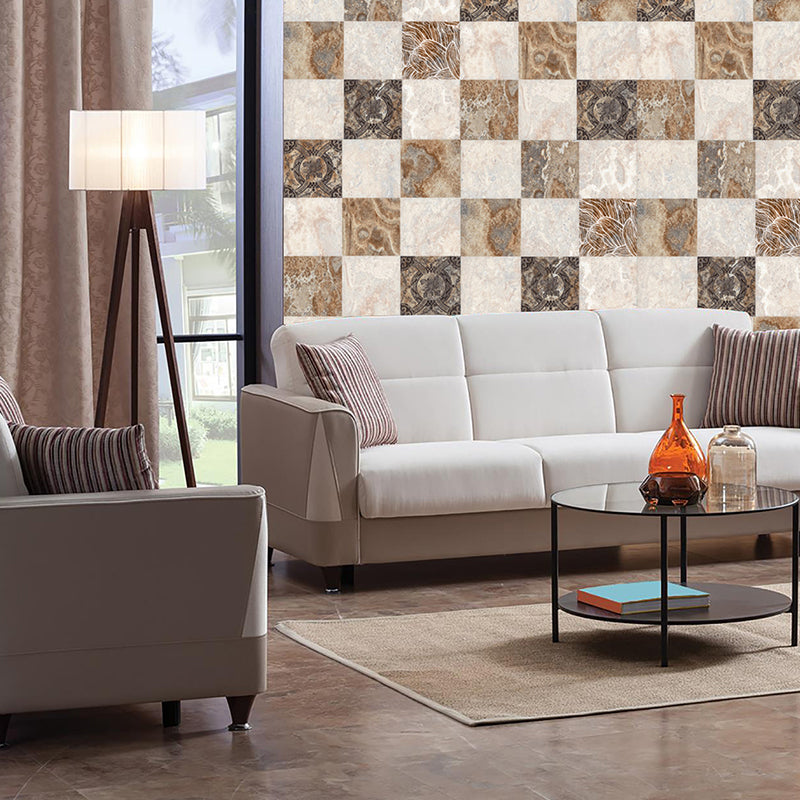 Brown Marble Wallpaper Panels Mosaics Modern Peel and Paste Wall Decor for Kitchen