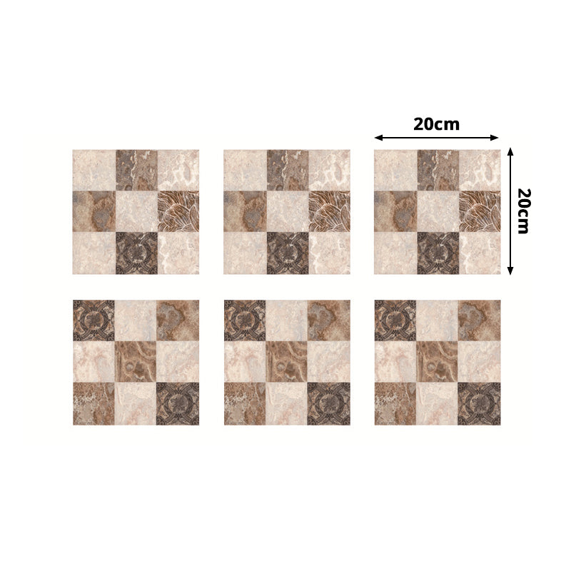 Brown Marble Wallpaper Panels Mosaics Modern Peel and Paste Wall Decor for Kitchen