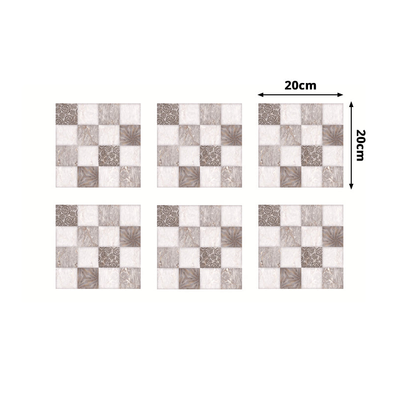 Mosaic Tiles Peel off Wallpaper Panel Grey-White Modern Wall Covering for Bathroom
