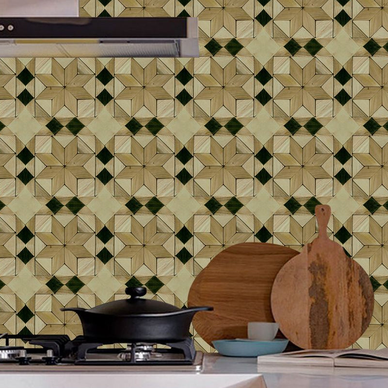 Industrial Geometric Wood Wallpapers Brown Easy Peel off Wall Covering for Accent Wall