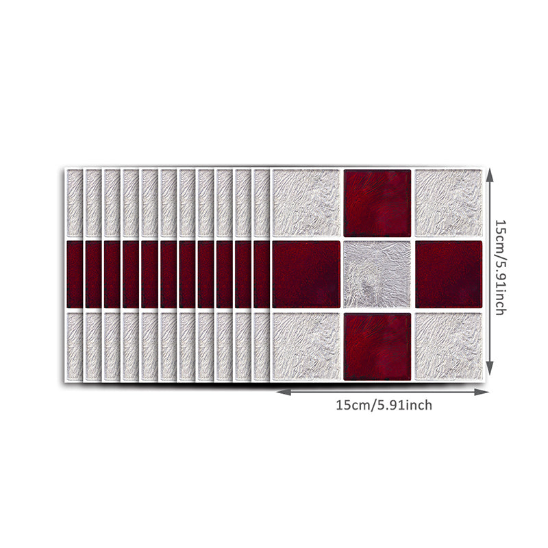 Red Mosaic Tile Wallpapers Pick Up Sticks Moroccan Washroom Wall Covering, 50 Pieces