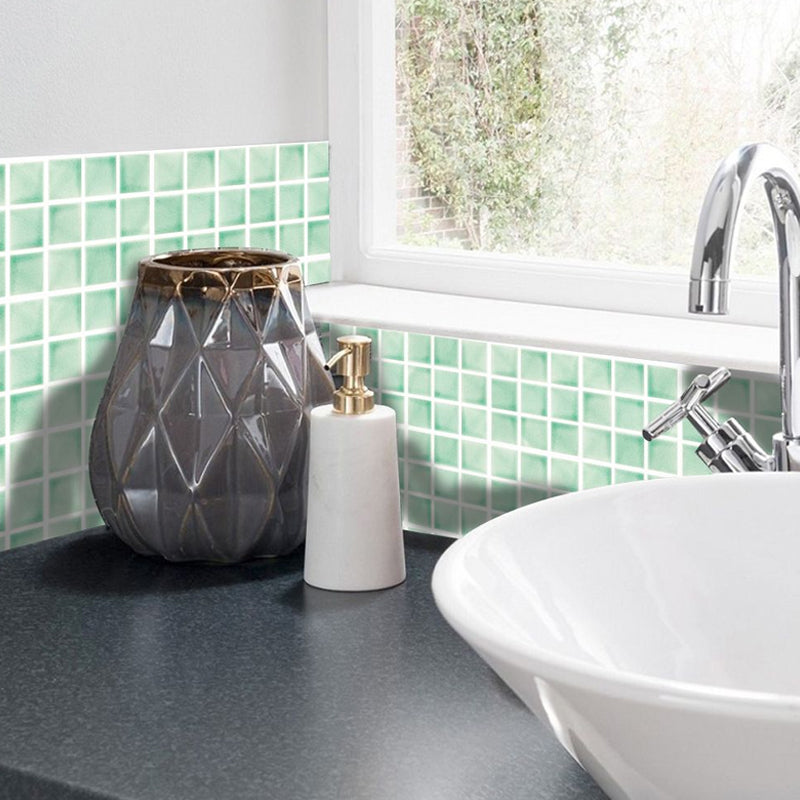 Green Checkered Wallpaper Panels 50 Pcs Peel and Stick Wall Covering for Accent Wall