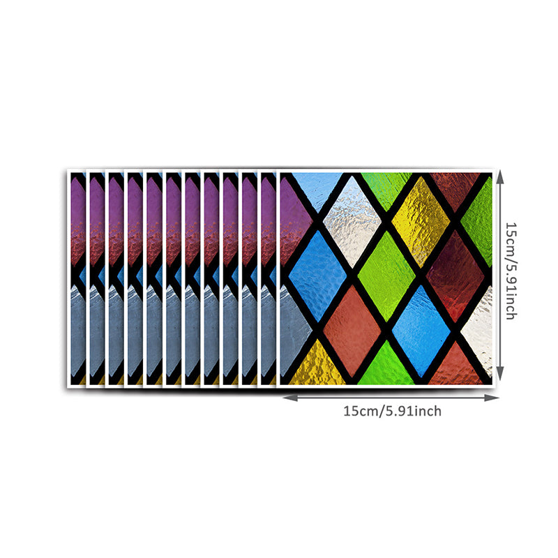 Adhesive Latticework Mosaic Wallpapers 50 Pieces Bohemian PVC Wall Decor, 6' x 6"