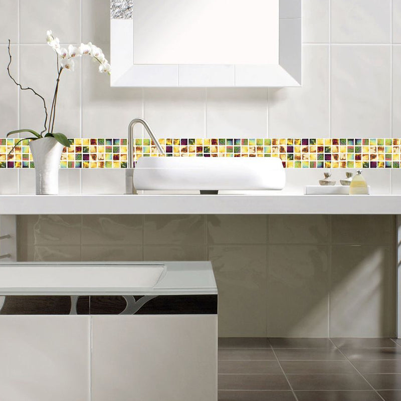 Foil Look Mosaic Tile Wallpapers Bohemian Smooth Adhesive Wall Art in Yellow (54 Pieces)