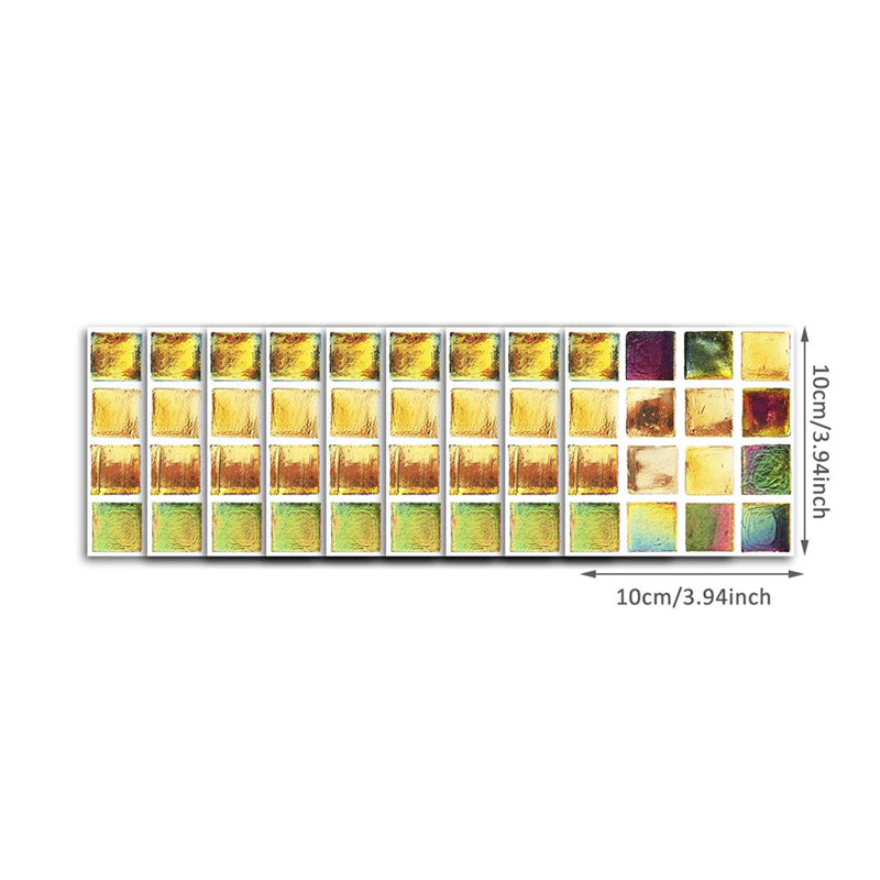 Foil Look Mosaic Tile Wallpapers Bohemian Smooth Adhesive Wall Art in Yellow (54 Pieces)