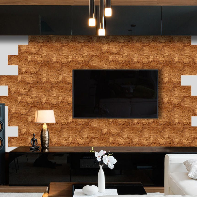 Rural Wood Effect Wallpaper Panels PVC Peel and Paste Brown Wall Decor for Living Room