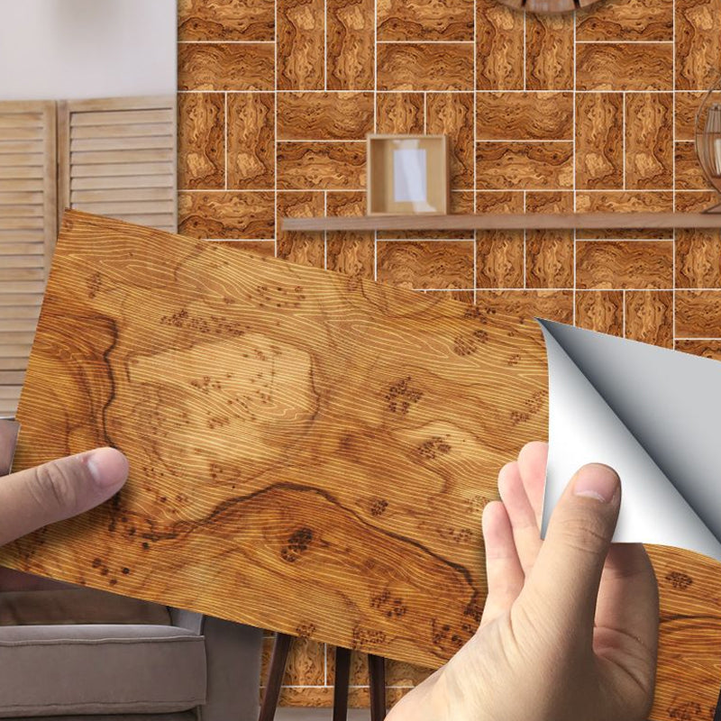 Rural Wood Effect Wallpaper Panels PVC Peel and Paste Brown Wall Decor for Living Room