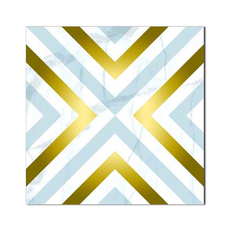 Gold Modern Peel Wallpaper Panel Set 8' L x 8" W Rhombus Pattern Wall Art for Home