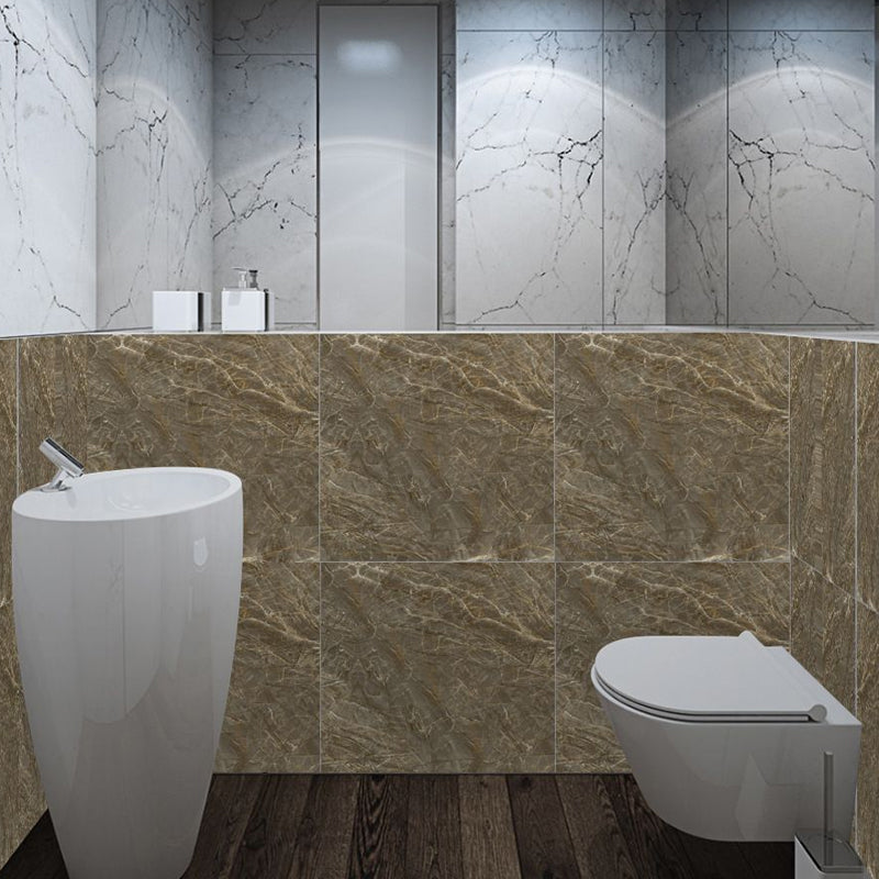 Modern Style Marble Wallpaper Panel Brown Peel and Paste Wall Covering for Bathroom