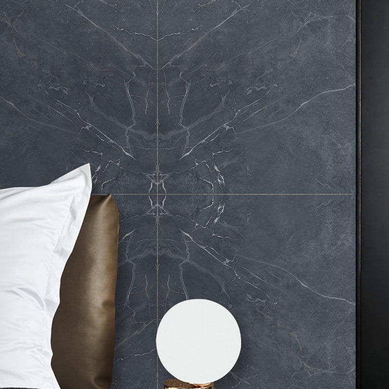 Modern Faux Marble Wallpaper Panel Set PVC Easy Pee off Black Wall Decor for Home