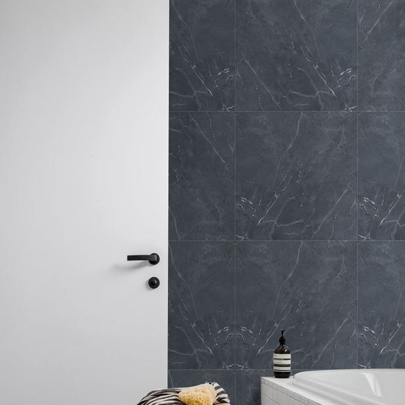 Modern Faux Marble Wallpaper Panel Set PVC Easy Pee off Black Wall Decor for Home