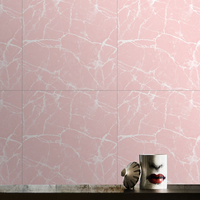 Pink Marble Look Wallpaper Panels Peel and Paste Modernist Bedroom Wall Covering