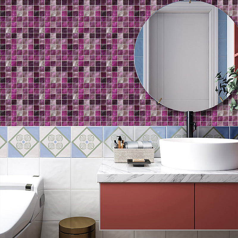 Bohemian Mosaic Tiles Peel Wallpapers for Bathroom 20 Pcs 8.6-sq ft Wall Decor in Purple