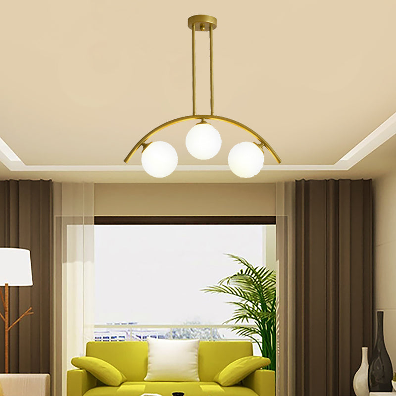 Pendente dell'isola postmoderno 3/5/7 light con luce piena di soffitto curvy in oro per ombra chiara/bianca per cucina