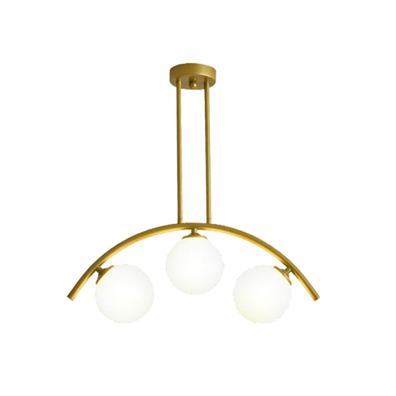 Pendente dell'isola postmoderno 3/5/7 light con luce piena di soffitto curvy in oro per ombra chiara/bianca per cucina