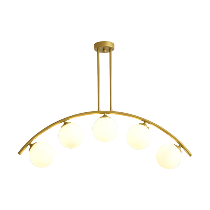 Postmodern 3/5/7-Light Island Pendant with Clear/White Shade Gold Curvy Ceiling Light for Kitchen