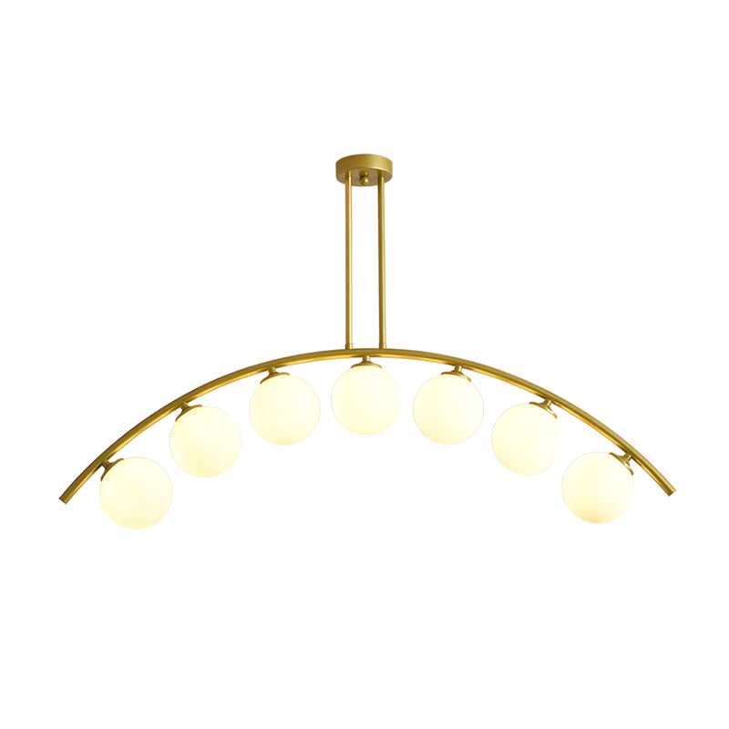Pendente dell'isola postmoderno 3/5/7 light con luce piena di soffitto curvy in oro per ombra chiara/bianca per cucina