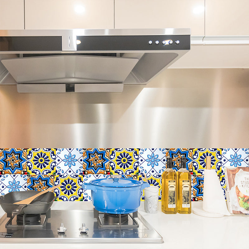 18 Pcs Flowers Wallpaper Panels Bohemian Self-Stick Kitchen Wall Covering, 7.8-sq ft