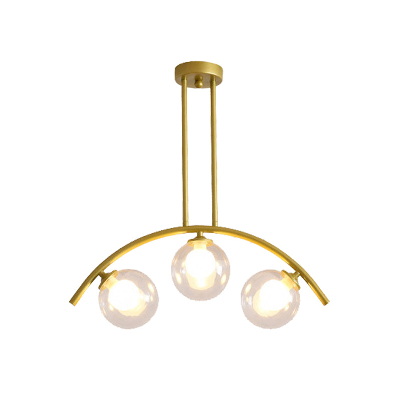 Pendente dell'isola postmoderno 3/5/7 light con luce piena di soffitto curvy in oro per ombra chiara/bianca per cucina