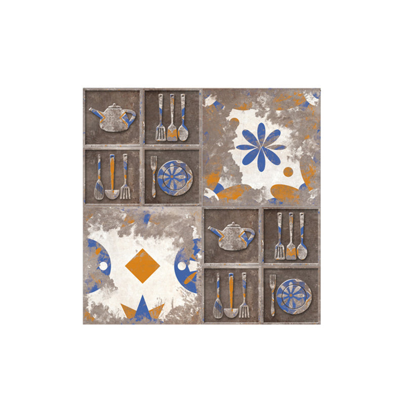 Nostalgic Distressed Dishware Wallpapers for Restaurant 20 Pieces 8.6-sq ft Wall Decor in Grey, Stick On