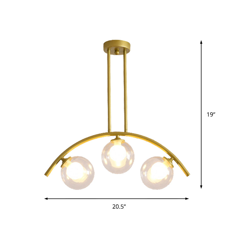 Postmodern 3/5/7-Light Island Pendant with Clear/White Shade Gold Curvy Ceiling Light for Kitchen