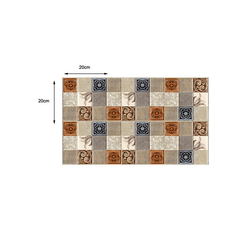 Brown Mosaic Tiles Wallpapers 36 Pcs Scrolls Pattern Retro Stick On Wall Art for Home