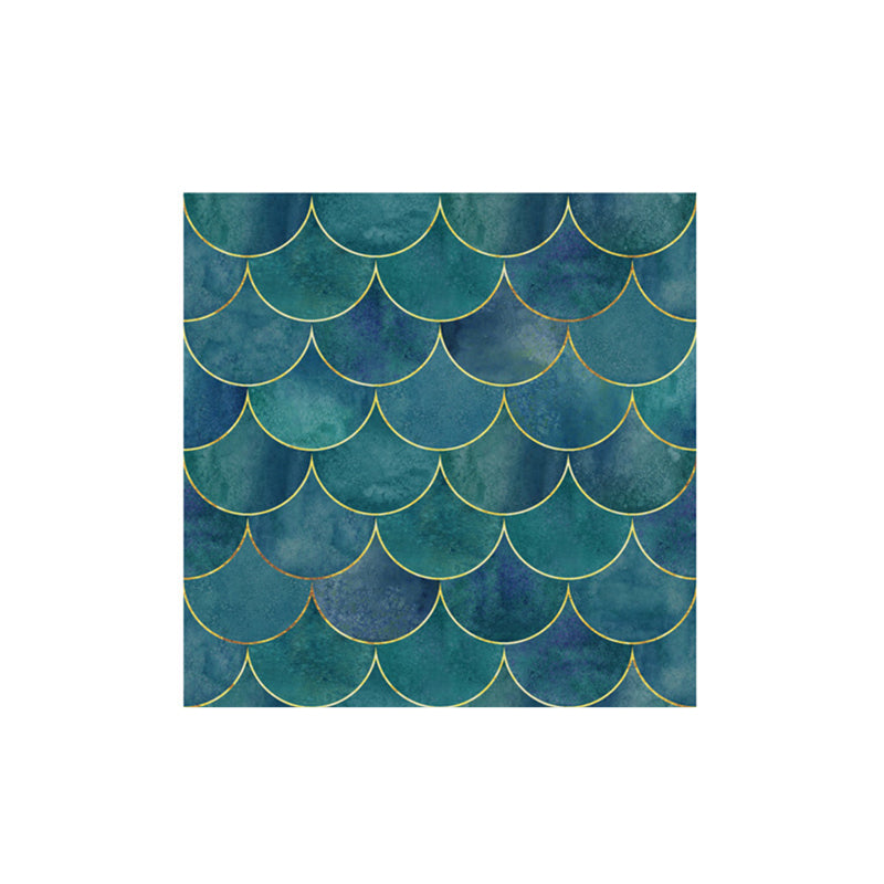 Blue Fishscale Wallpaper Panel Set 20 Pieces Self Adhesive Wall Decor for Washroom