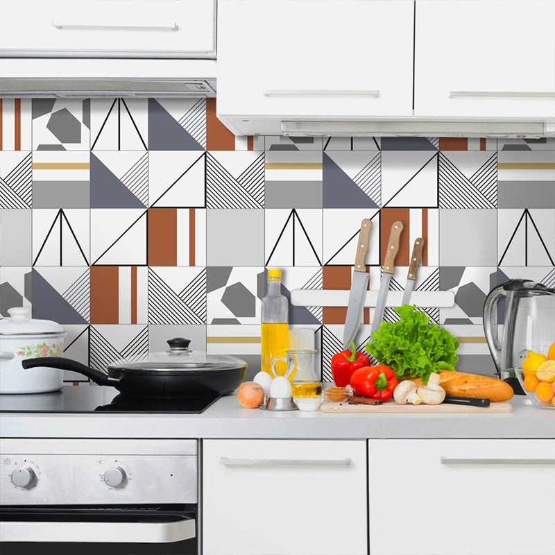 Modern Geometric Stick Wallpaper Panel 5 Pcs Grey Pick-Up Sticks Wall Art for Restaurant