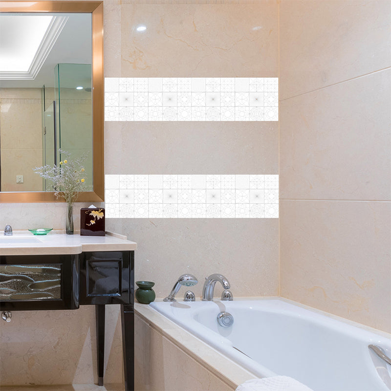 White Geometric Shapes Wallpaper Panel 18 Pieces Easy Peel off Wall Decor for Bathroom