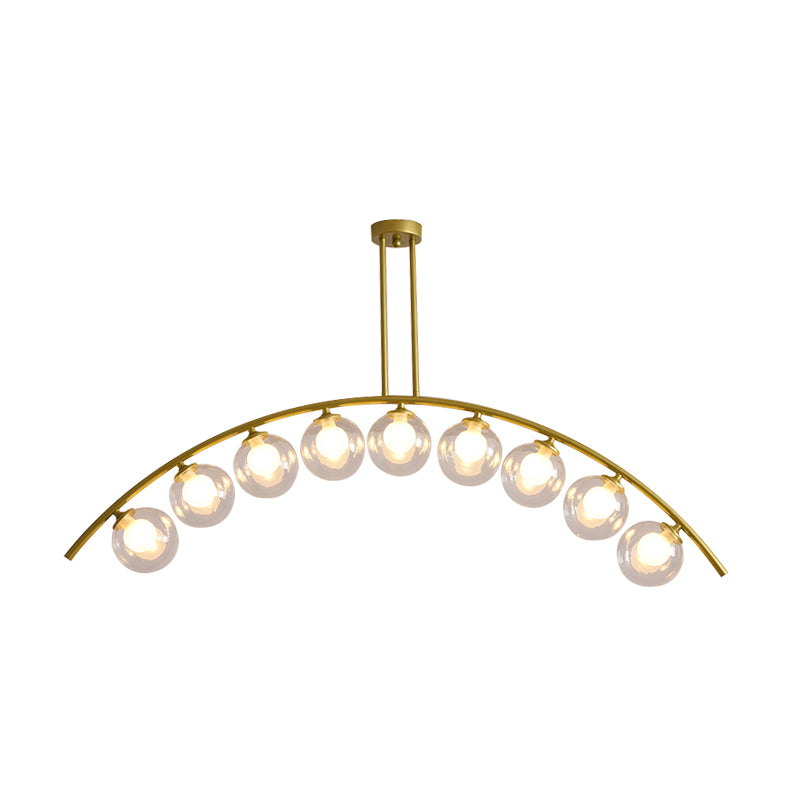 Pendente dell'isola postmoderno 3/5/7 light con luce piena di soffitto curvy in oro per ombra chiara/bianca per cucina