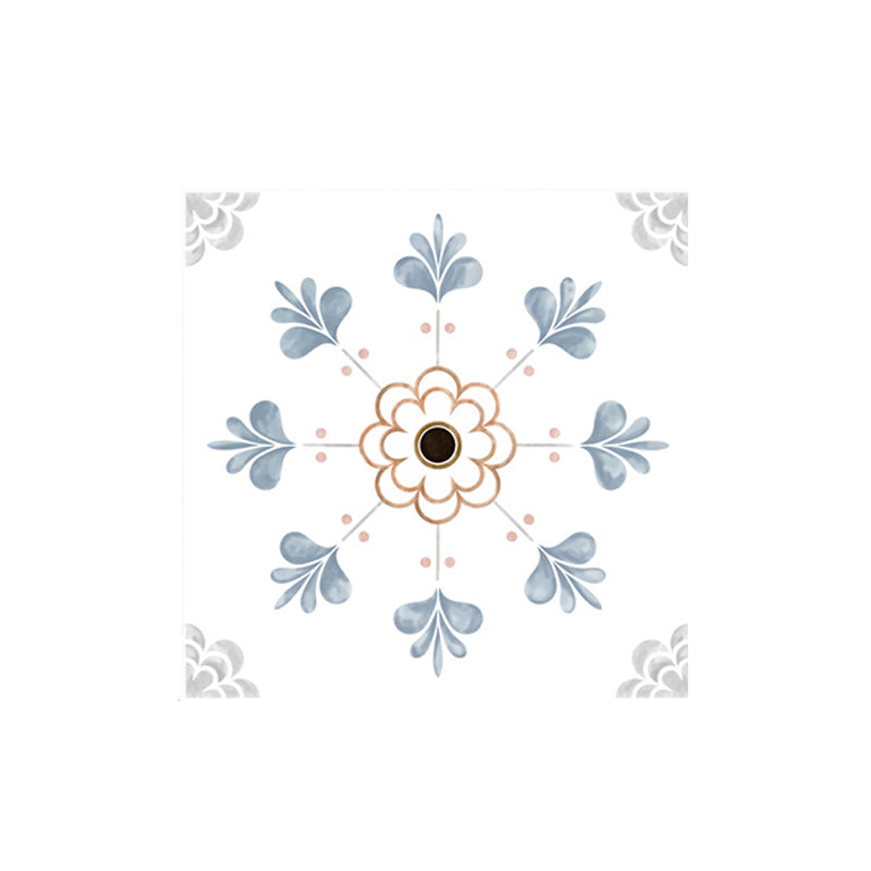 Rural Flower Adhesive Wallpaper Panel Set 20 Pieces White Kitchen Backsplash Wall Decor, 8.6-sq ft