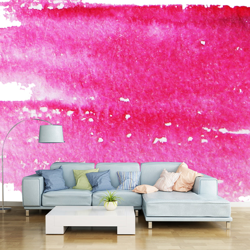 Pink Brush Stroke Wall Covering Mural Water-Resistant Wall Decor for Living Room