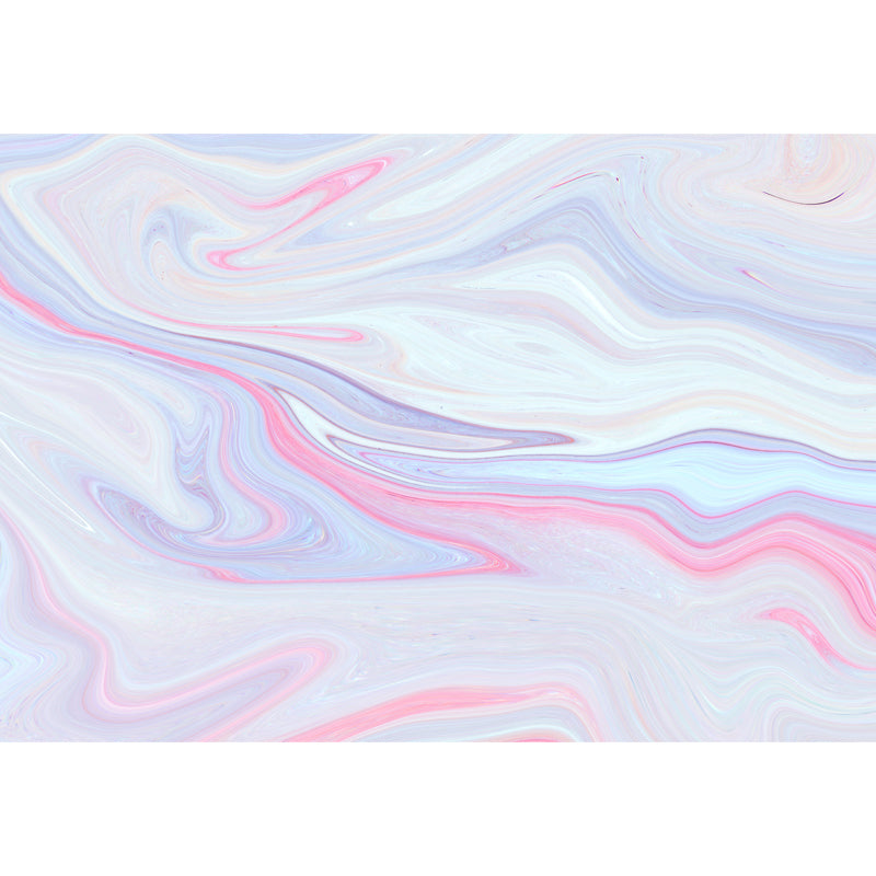 Custom Illustration Artistry Mural with Watercolor Waves Pattern in Pink for Girls Room