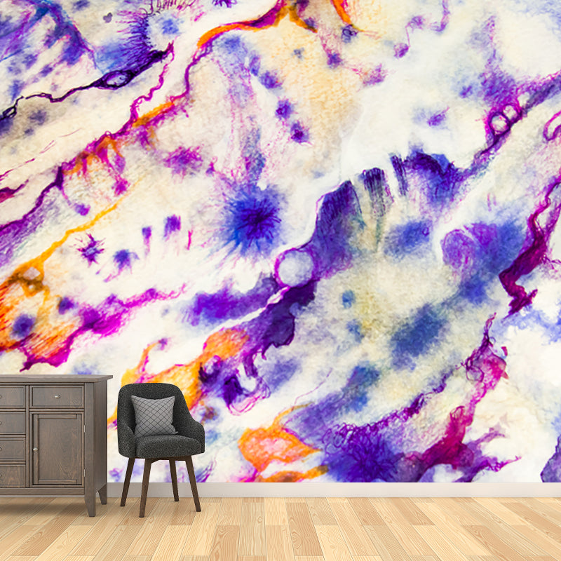 Artistry Ikat Wall Paper Mural Purple Living Room Wall Covering, Customized Size