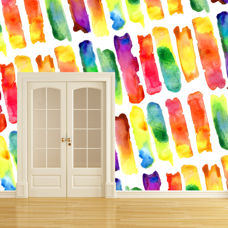 Watercolour Stroke Mural Wallpaper Yellow Modern Art Wall Decoration for Living Room