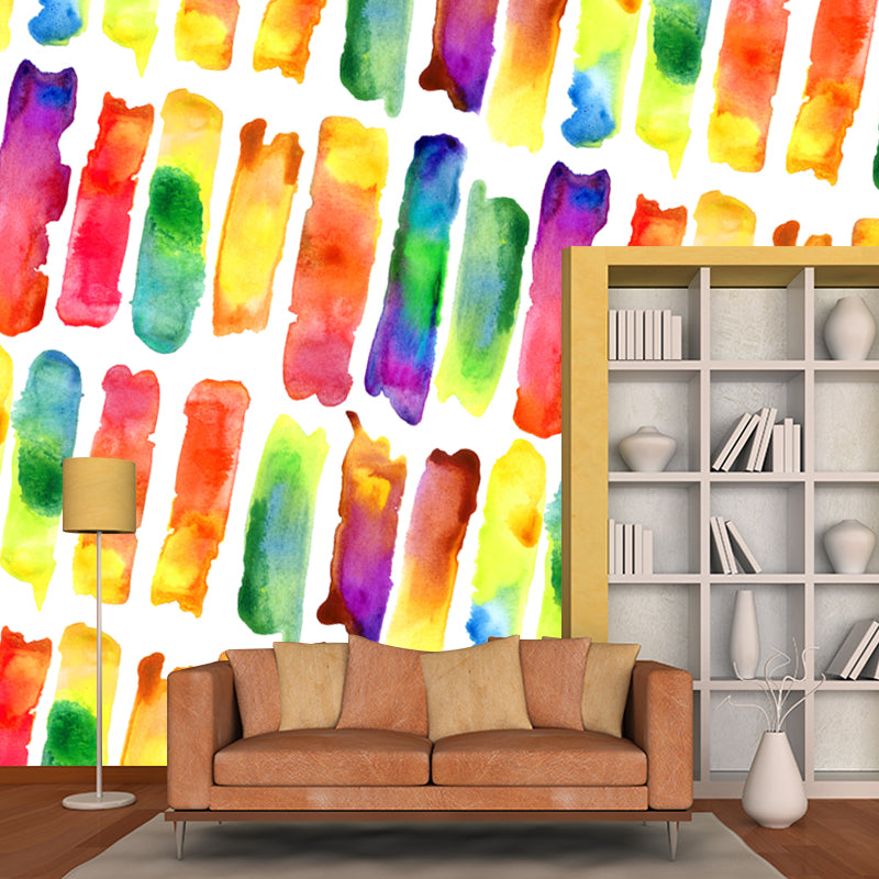 Watercolour Stroke Mural Wallpaper Yellow Modern Art Wall Decoration for Living Room