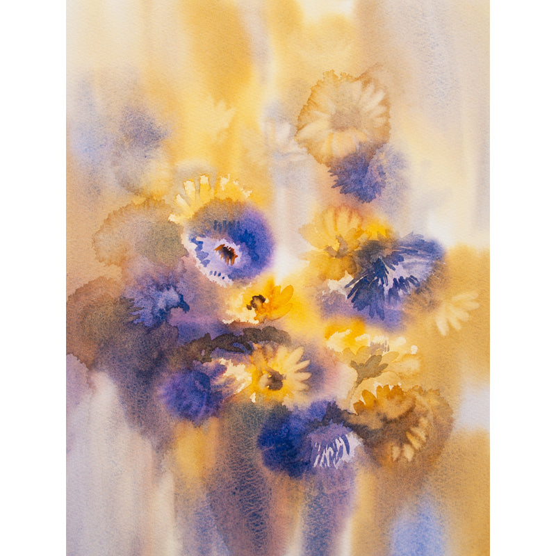 Orange Daisies Wallpaper Mural Watercolor Painting Modern Waterproofing Wall Art