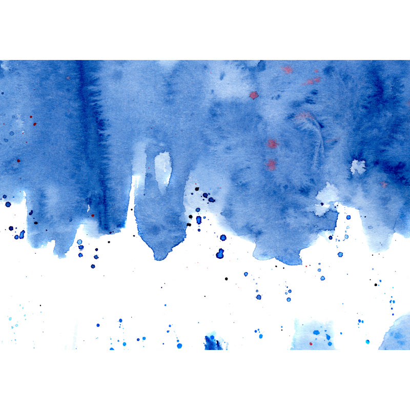 Minimalist Aesthetics Watercolor Mural Blue Melting Painting Wall Covering for Hallway